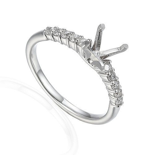 Round Brilliant Cut Claw Set Centre With Diamond Shoulders Semi Set Ring