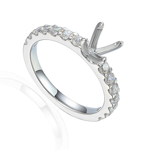 Round Brilliant Cut Claw Set Centre With Diamond Shoulders Semi Set Ring