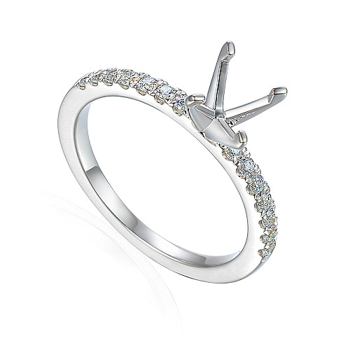 Round Brilliant Cut Claw Set Centre With Diamond Shoulders Semi Set Ring