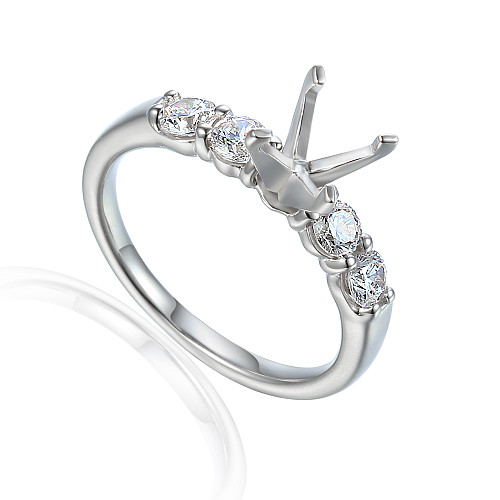 Round Brilliant Cut Claw Set Centre 5 Stone Semi Set Ring