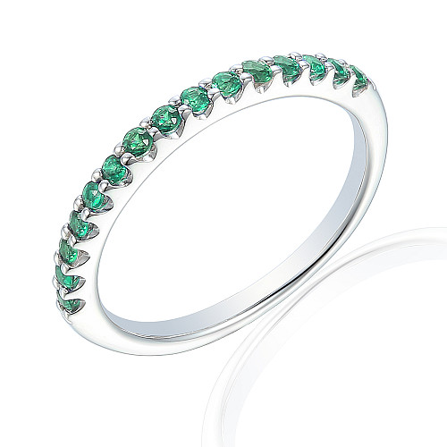 Mirco Set Round Emerald Half Eternity Stacking Ring