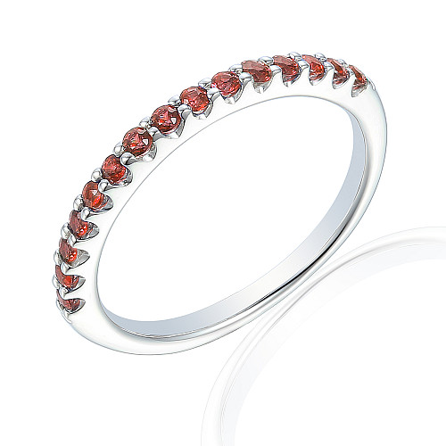 Mirco Set Round Ruby Half Eternity Stacking Ring