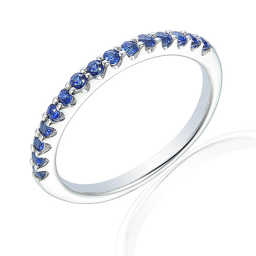 Mirco Set Round Blue Sapphire Half Eternity Stacking Ring