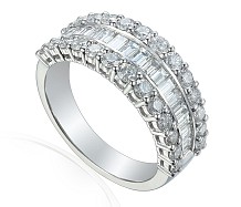 Claw and Channel Set Round Brilliant Cut and Baguette Cut Diamond Half Eterntiy Ring