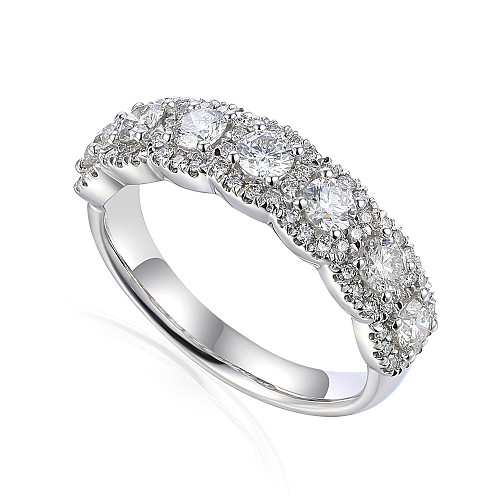 Claw & Micro Set 7 Stone Diamond Halo Ring