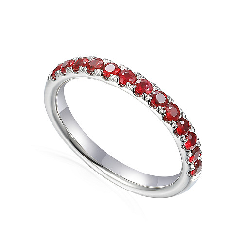 Claw Set Round Ruby Half Eternity Ring