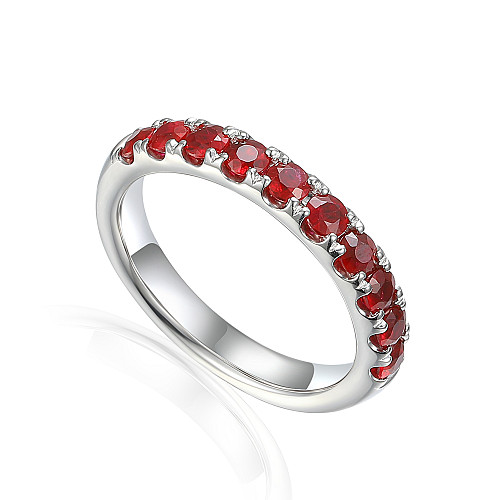 Claw Set Round Ruby Half Eternity Ring