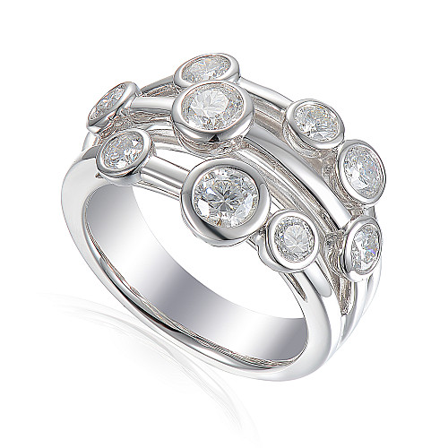 Round Brilliant Cut Diamond Rubover Set Raindance Ring