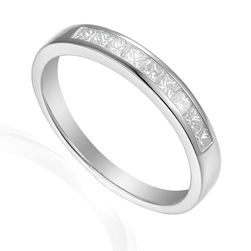Princess Cut Diamond Channel Set Half Eternity Ring