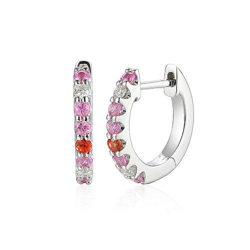 Micro Set Multi Colour Fancy Sapphire Rainbow Huggie Hoop Earrings