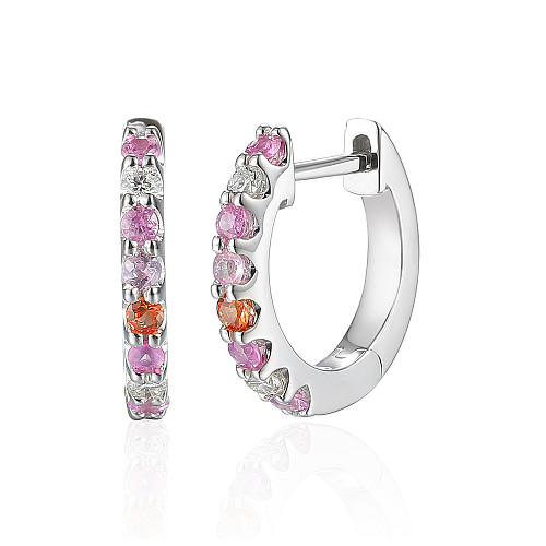 Micro Set Multi Colour Fancy Sapphire Rainbow Huggie Hoop Earrings