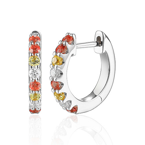 Micro Set Multi Colour Fancy Sapphire Rainbow Huggie Hoop Earrings