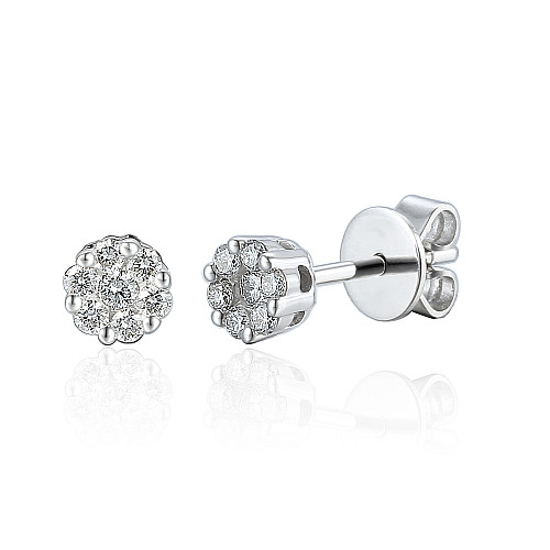 Round Brilliant Cut Diamond Micro Set Cluster Earrings