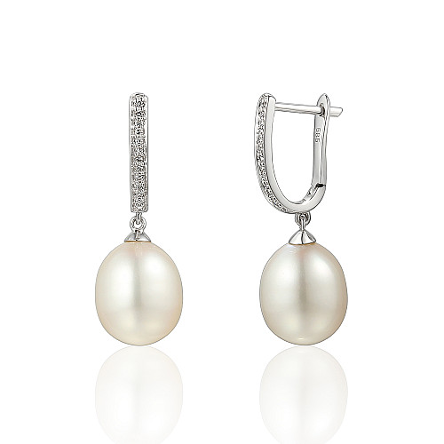 Micro Set Round Brilliant Cut Diamond And Pearl Drop Earrings