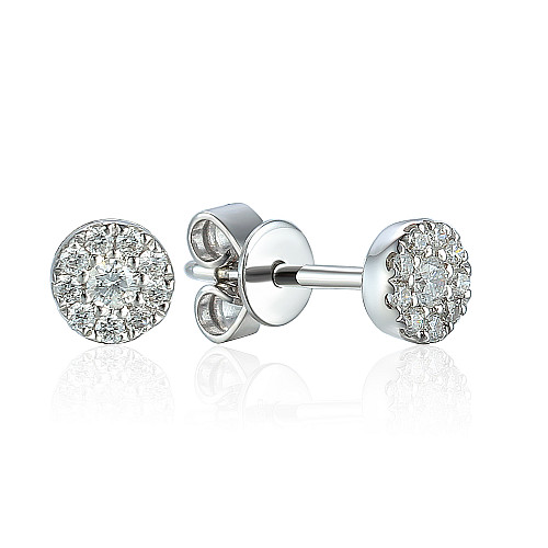 Pave Diamond Circle Stud Earrings