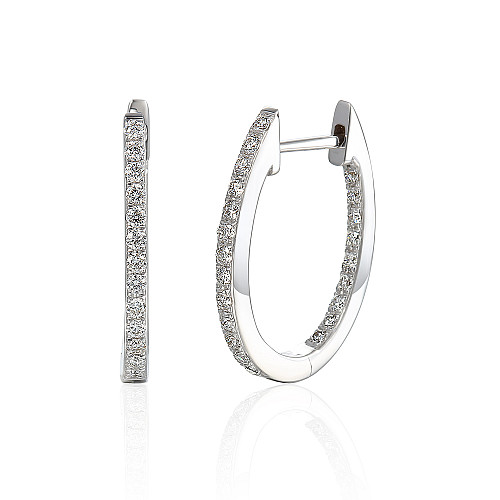 Micro Set Round Brilliant Cut Diamond Hoop Earrings