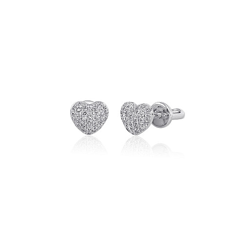 Micro Set Round Brilliant Cut Diamond Cluster Heart Shape Earrings