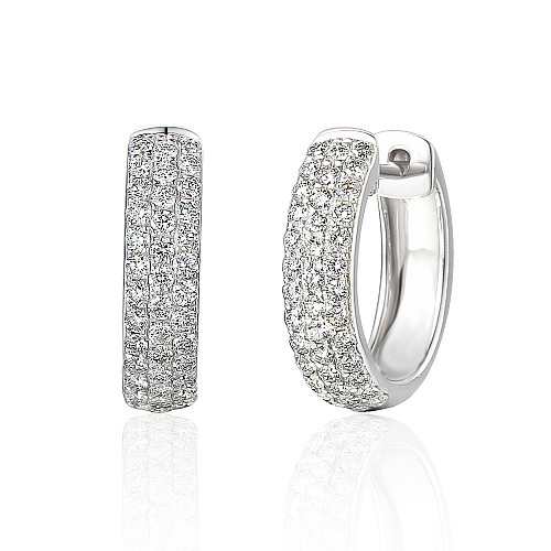 Micro Set Round Brilliant Cut Diamond Hoop Earrings