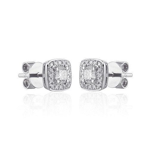 Round Brilliant Cut Diamond With Micro Set Halo Earrings