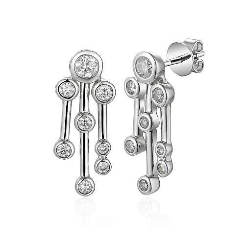 Rubover Set Diamond Raindance Drop Earrings