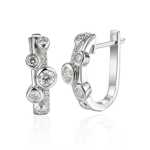 Micro & Rubover Set Diamond Bubble Statement Hoop Earrings