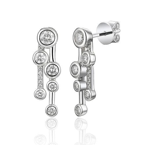 Micro & Rubover Set Diamond Raindance Statement Drop Earrings