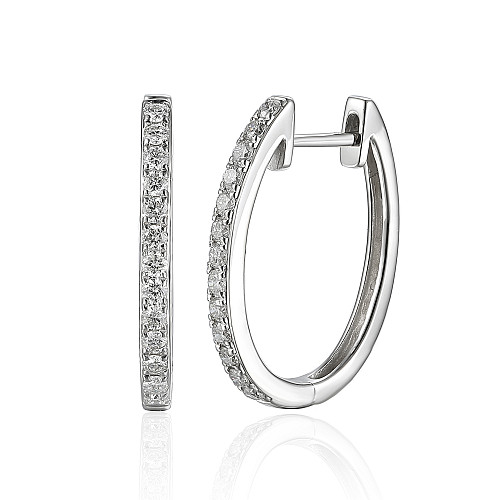 Thin Hoop Earrings with Micro Set Diamonds