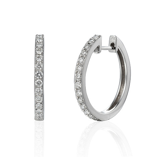 Micro Set Round Brilliant Cut Diamond Hoop Earrings