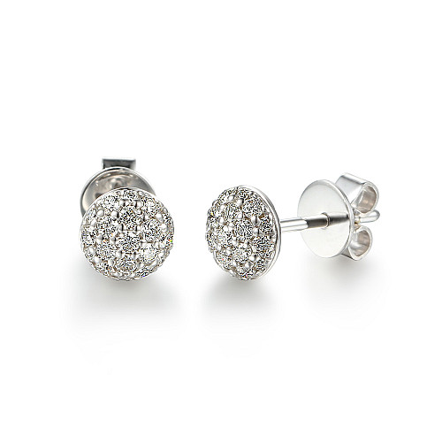 Micro Set Round Brilliant Cut Diamond Cluster Stud Earrings