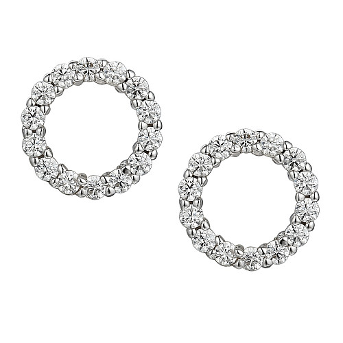 Micro Set Round Brilliant Cut Diamond Circle Shape Earrings