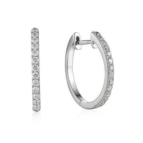 Round Brilliant Cut Diamond Micro Set Hoop Earrings