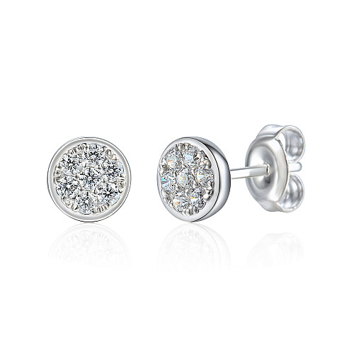 Micro Set Round Brilliant Cut Diamond Cluster Stud Earrings