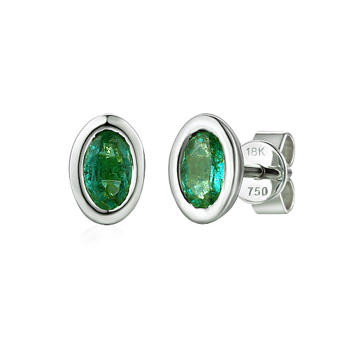 Rubover Set Oval Cut Ruby Stud Earrings