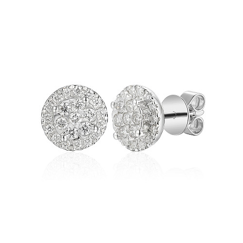 Pave & Claw Set Diamond Circle Stud Earrings