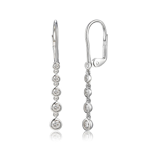 Rubover Set Round Diamond Bubble Drop Earring