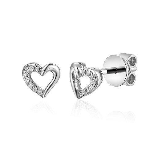 Micro Set Round Diamond Heart Earring