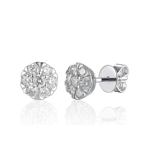 Pave Set Round Diamond Circle Stud Earrings