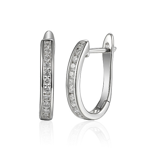 Channel Set Round Diamond Huggie Hoop Earrings