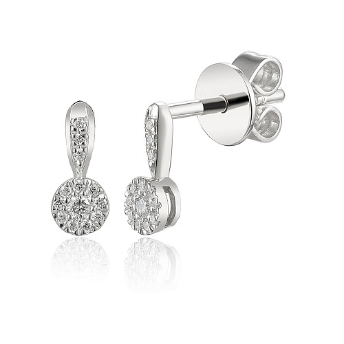 Pave Diamond Circle Drop Earring