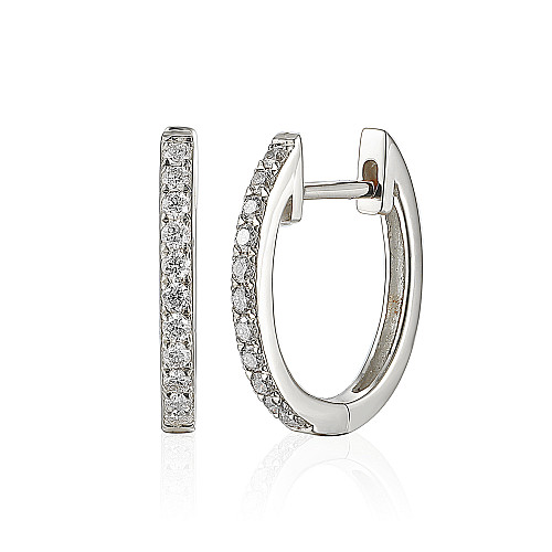 Micro Set Round Brilliant Cut Diamond Hoop Earrings