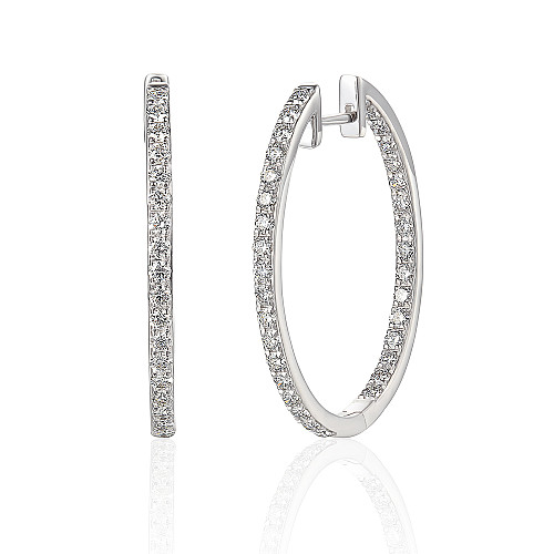 Micro Set Round Brilliant Cut Diamond Hoop Earrings