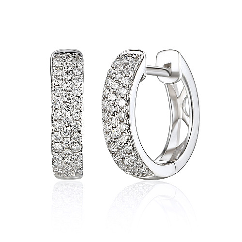 Pave Diamond Chunky Huggie Hoop Earrings