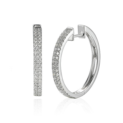 Micro Set Round Brilliant Cut Diamond Hoop Earrings