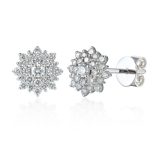 Round Brilliant Cut Claw Set Diamond Cluster Earrings