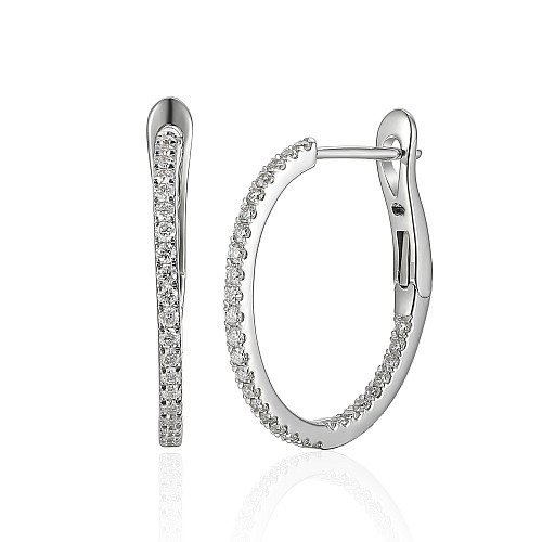 Micro Set Round Brilliant Cut Diamond Hoop Earrings