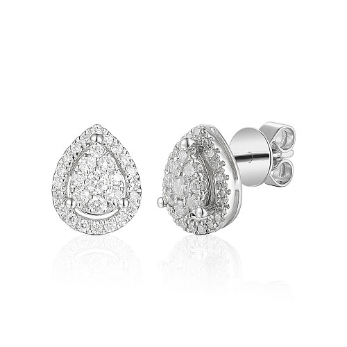 Pave Diamond Pear Stud Earrings