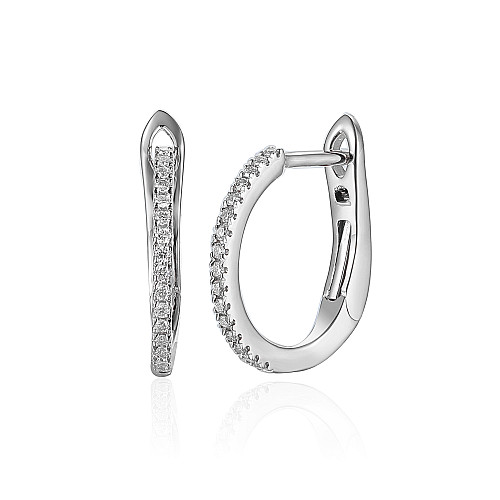 Micro Set Round Brilliant Cut Diamond Hoop Earrings