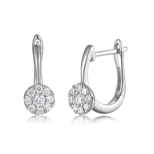 Claw Set Round Diamond Drop Earring