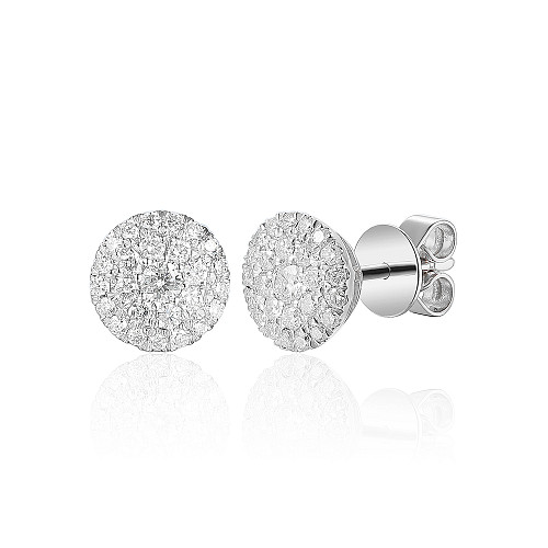 Pave Diamond Circle Stud Earrings