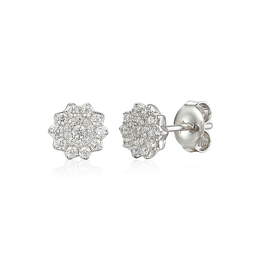 Micro Set Round Brilliant Cut Diamond Cluster Earrings